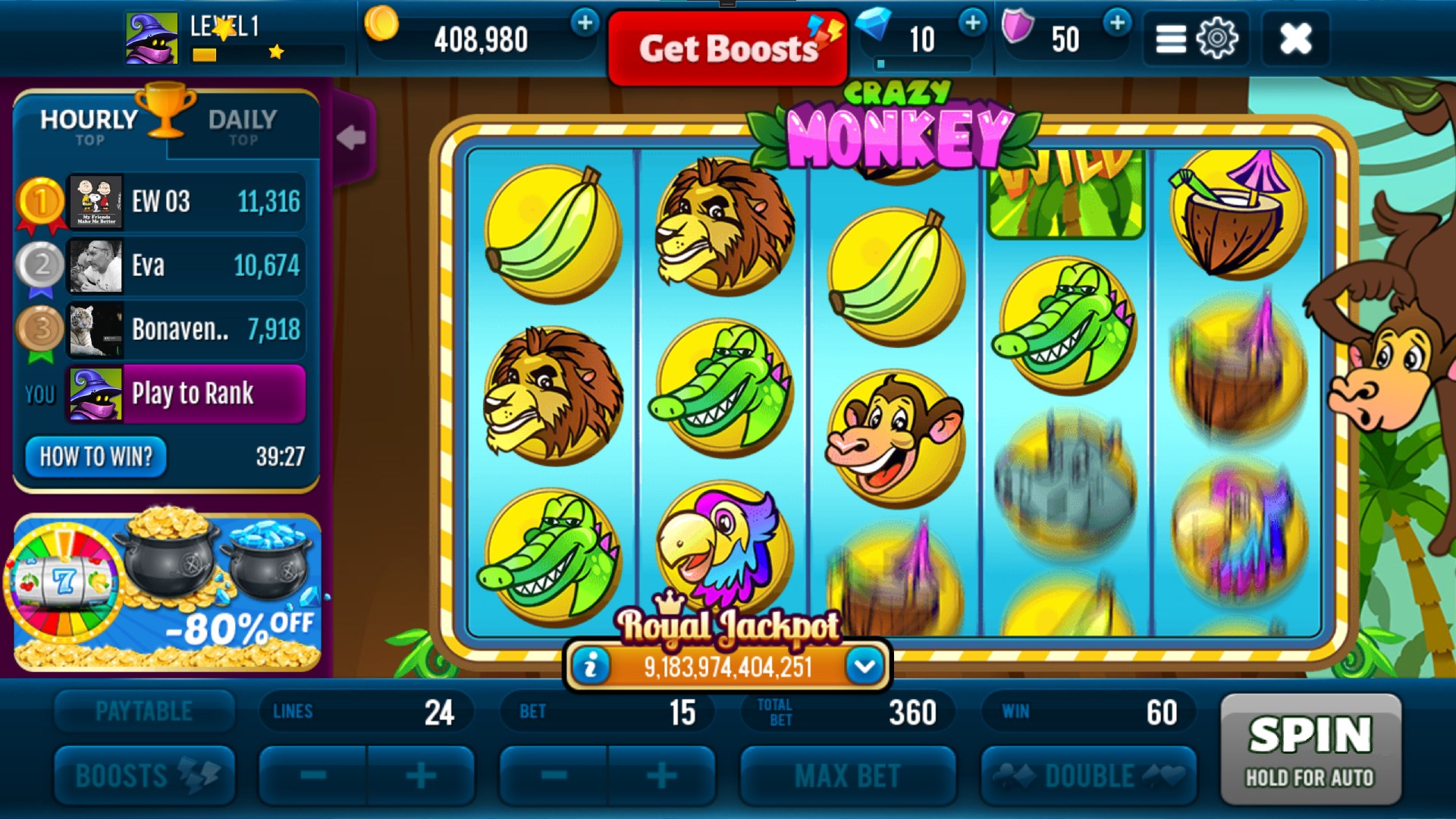 Captura de Pantalla 3 Crazy Monkey Wild Slot Machine windows