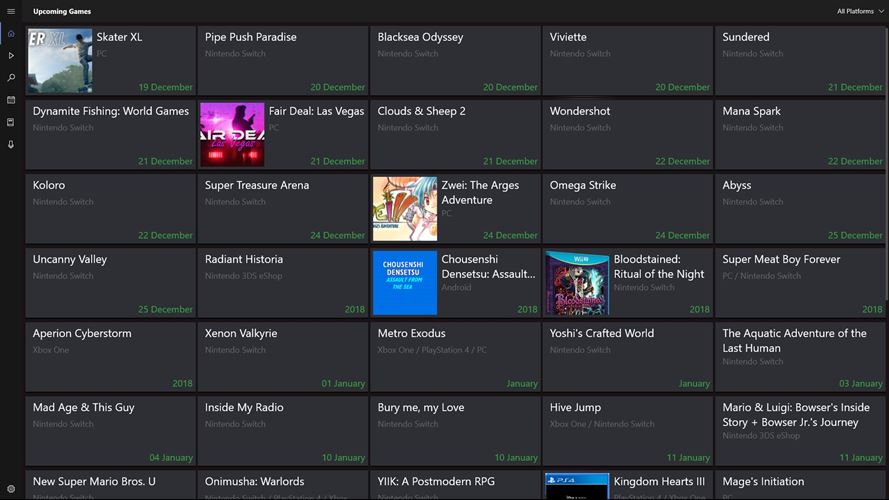 App calendário UWP com próximos jogos para Xbox One, Game Calendar