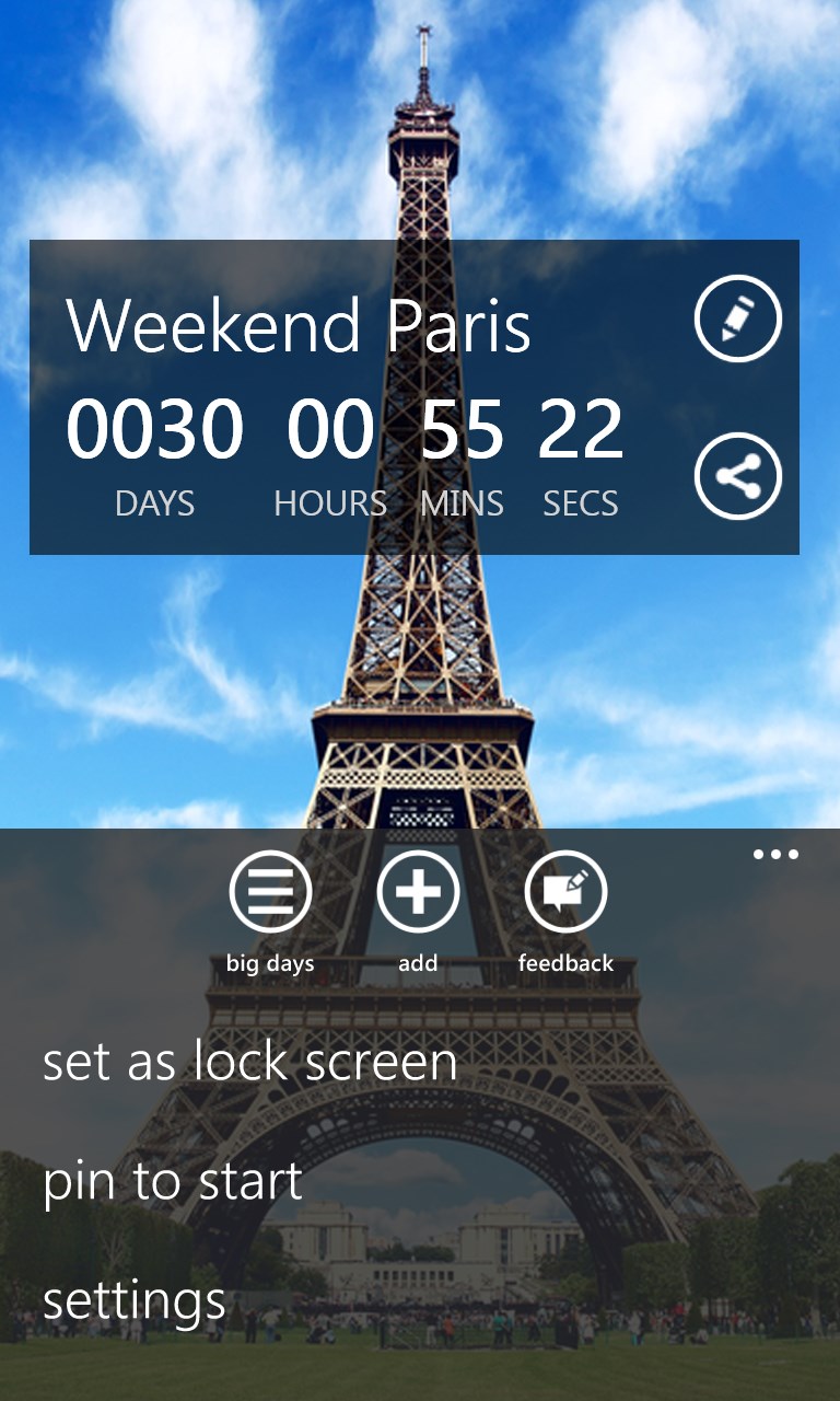 Holiday and Vacation Countdown Timer Free for Windows 10 Mobile