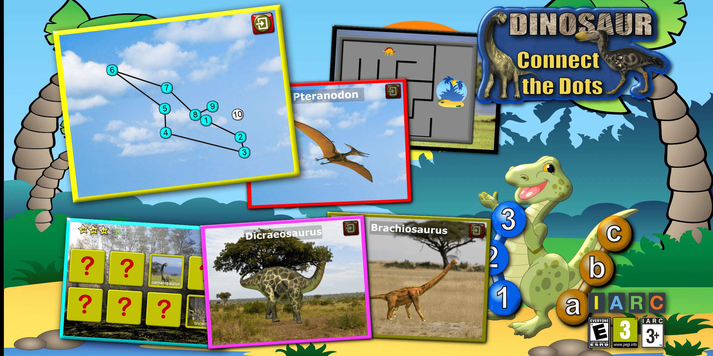 kids dinosaur connect the dots puzzles - rex teaches the abc and