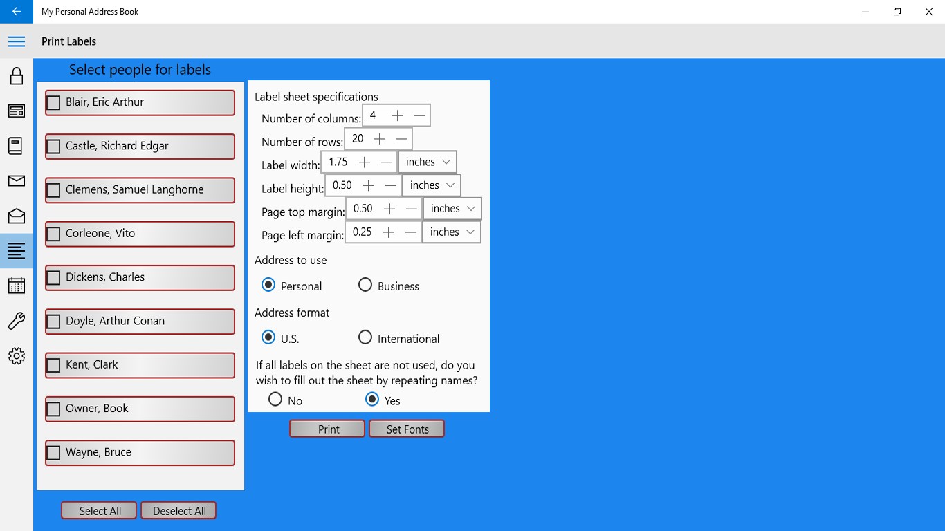 My Personal Address Book for Windows 10