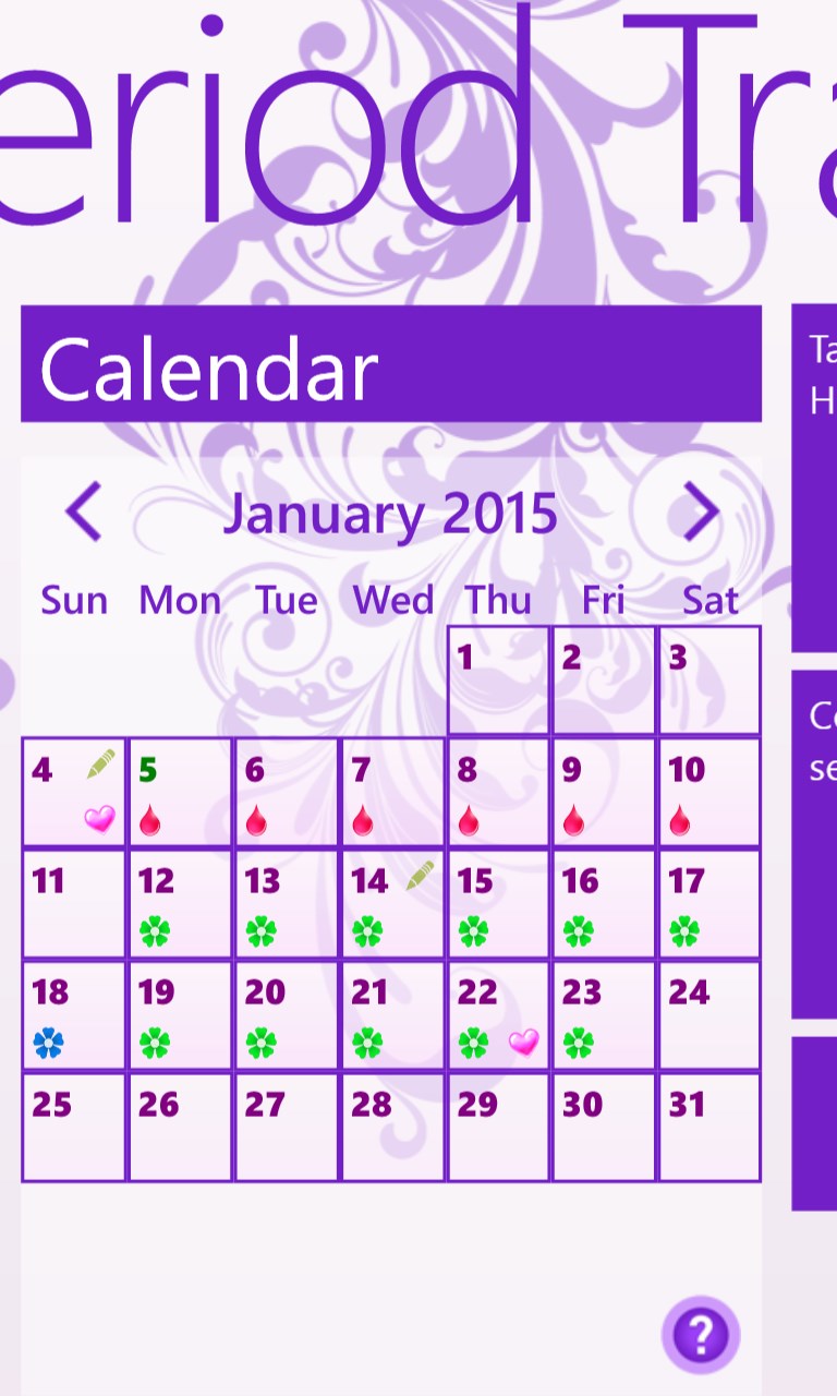 My Period Tracker / Calendar for Windows 10 Mobile