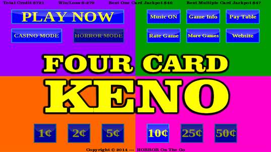 Four Card Keno Payouts