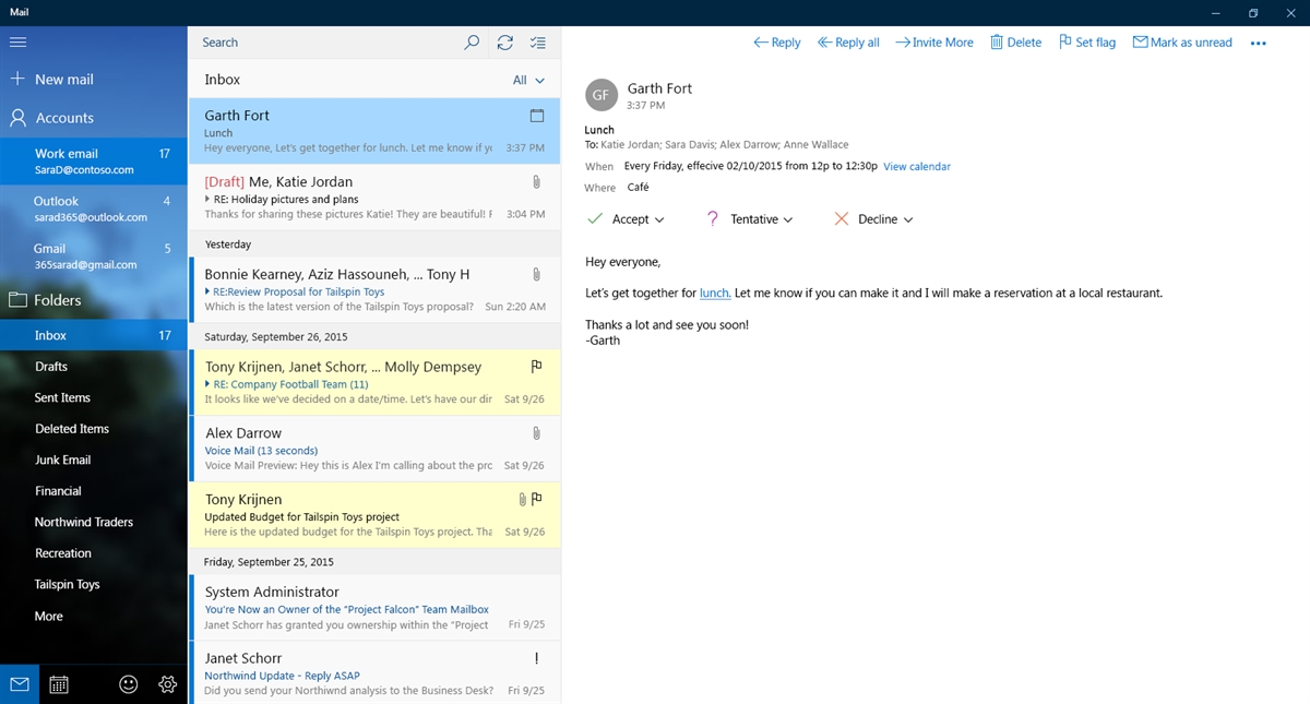 Outlook Mail and Calendar for Windows 10 continues to improve with new
