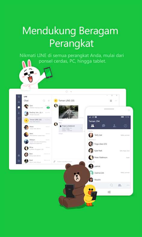 Tangkapan layar: Nikmati LINE di semua perangkat Anda, mulai dari ponsel cerdas, PC, hingga tablet.