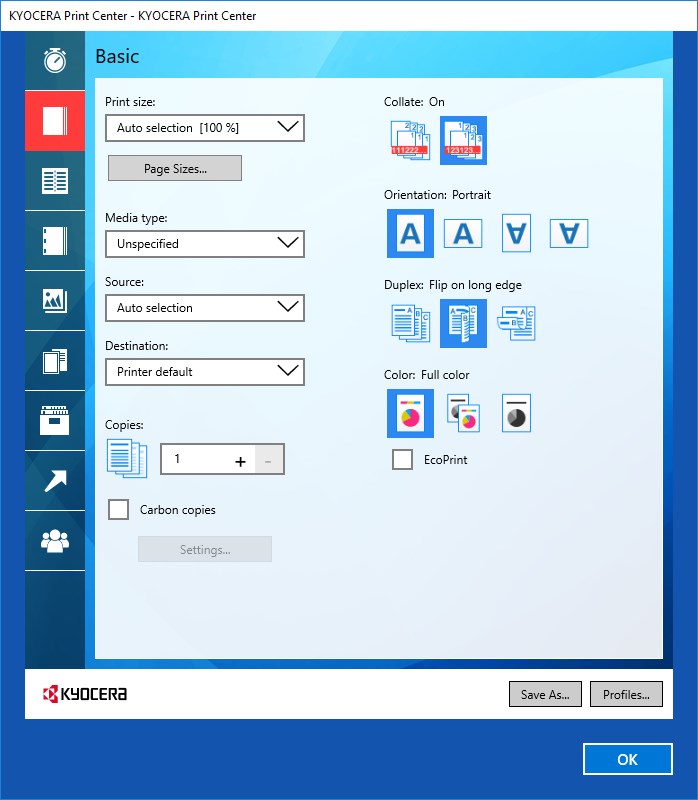 KYOCERA Print Center for Windows 10
