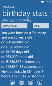 Birthday Stats screenshot 1