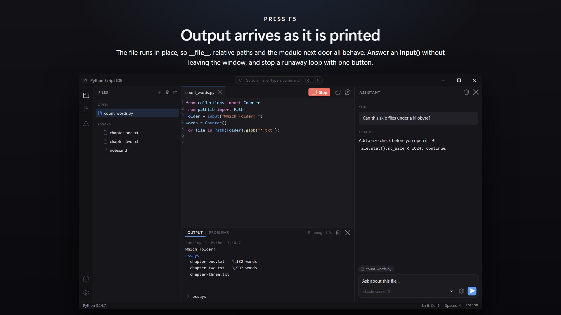 Simple Python Script Runner screenshot