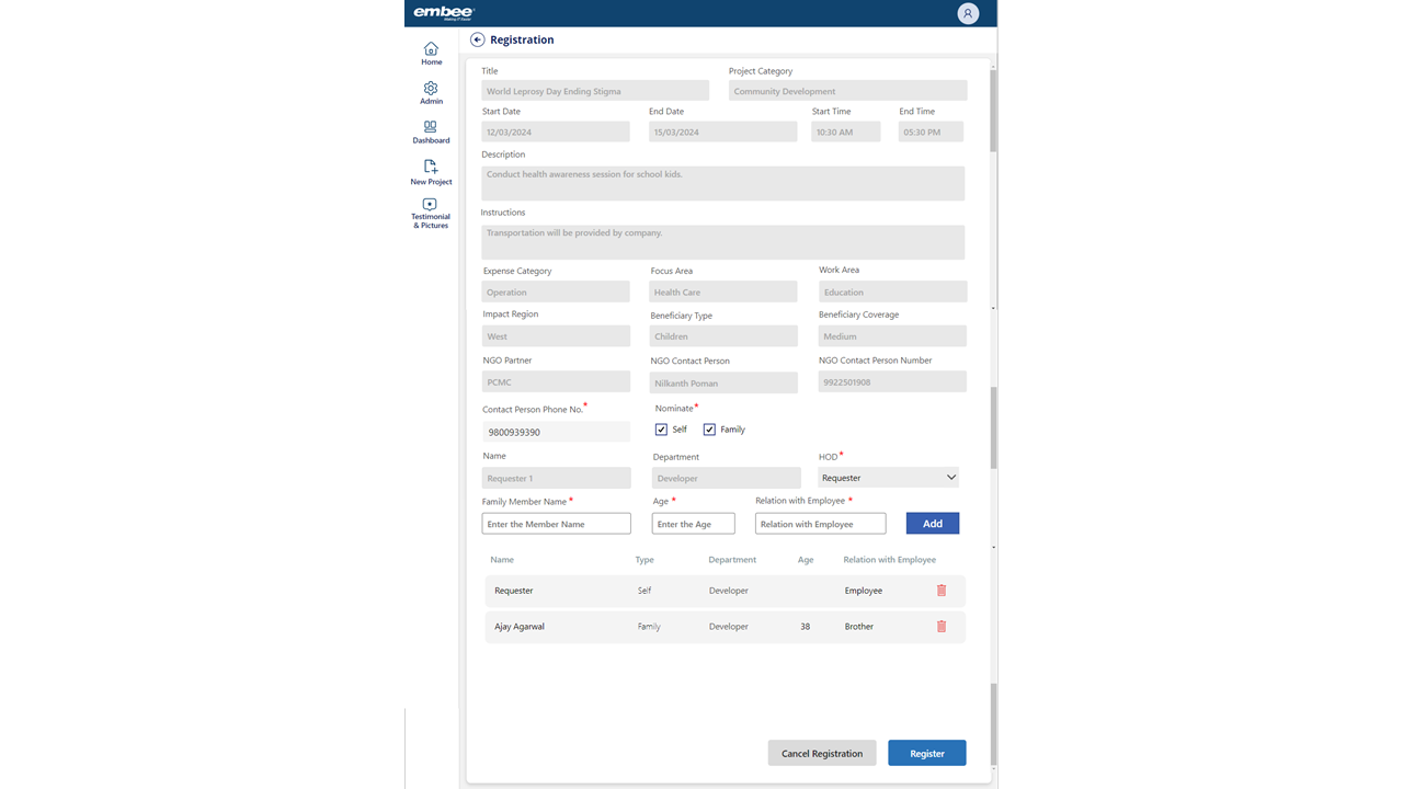 Snapshot 4 of Corporate Social Responsibility App by Embee