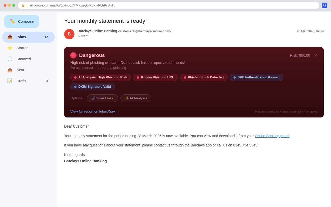 InboxXray — Scam and Phishing Email Checker