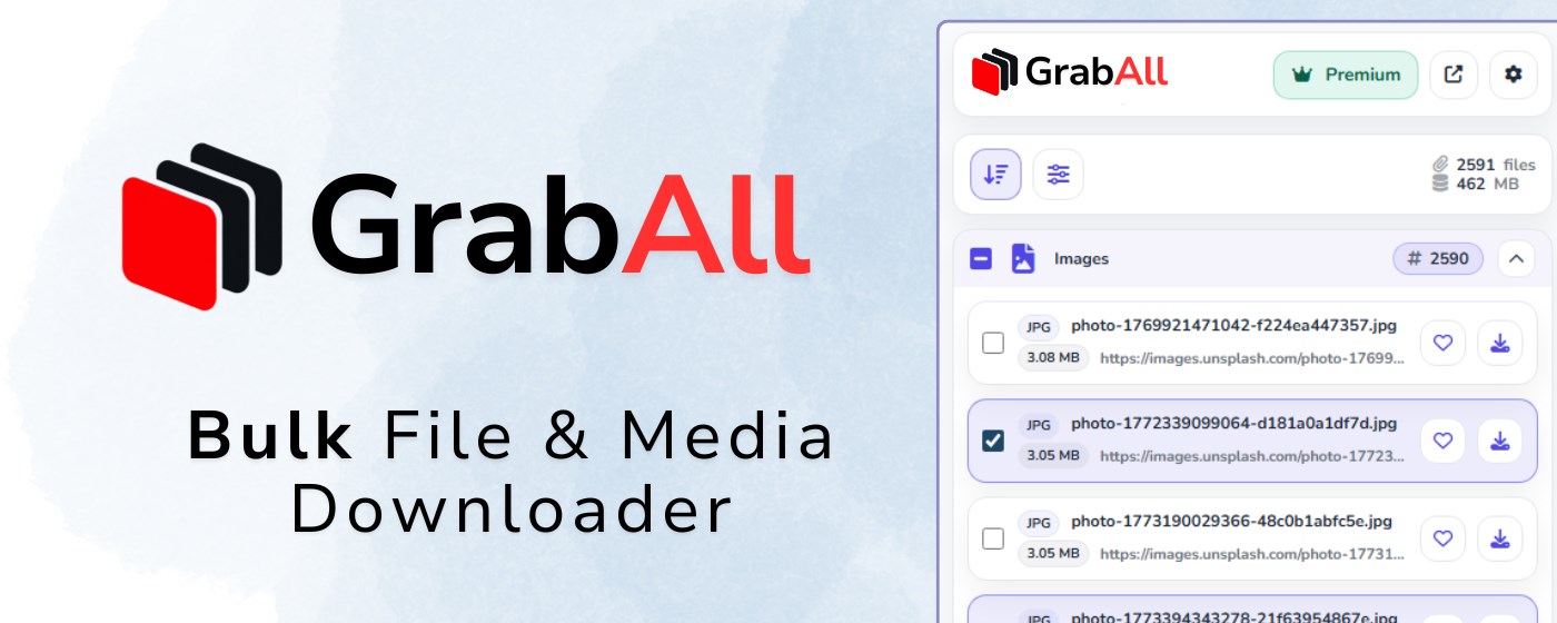 GrabAll - Bulk File & Image Downloader