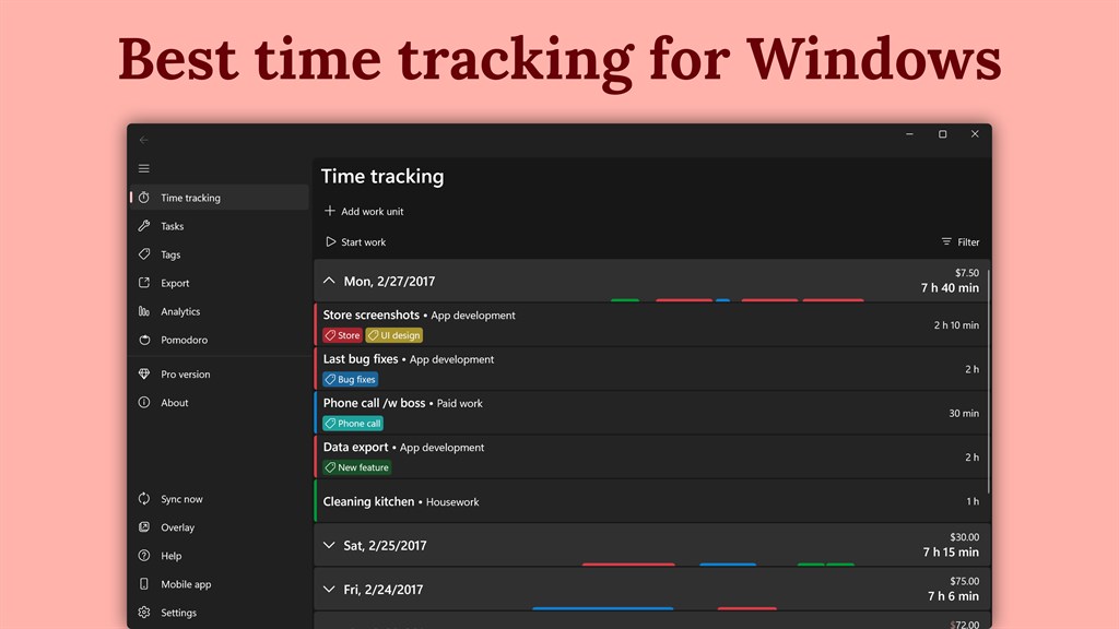 WorkingHours: Time Tracking, Hours Tracker, Timesheet_1