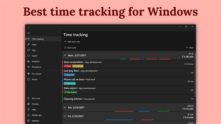 WorkingHours: Time Tracking, Hours Tracker, Timesheet - PC - (Windows)