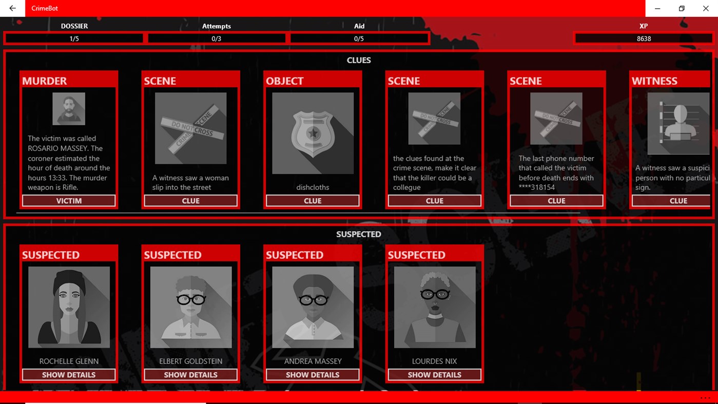 #6. Criminal Investigation - Detective Game CrimeBot (Windows) Podle: Andrea Testa