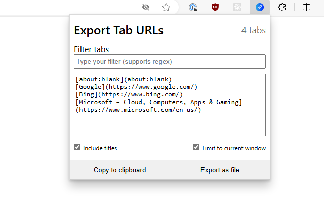 Export Tab URLs