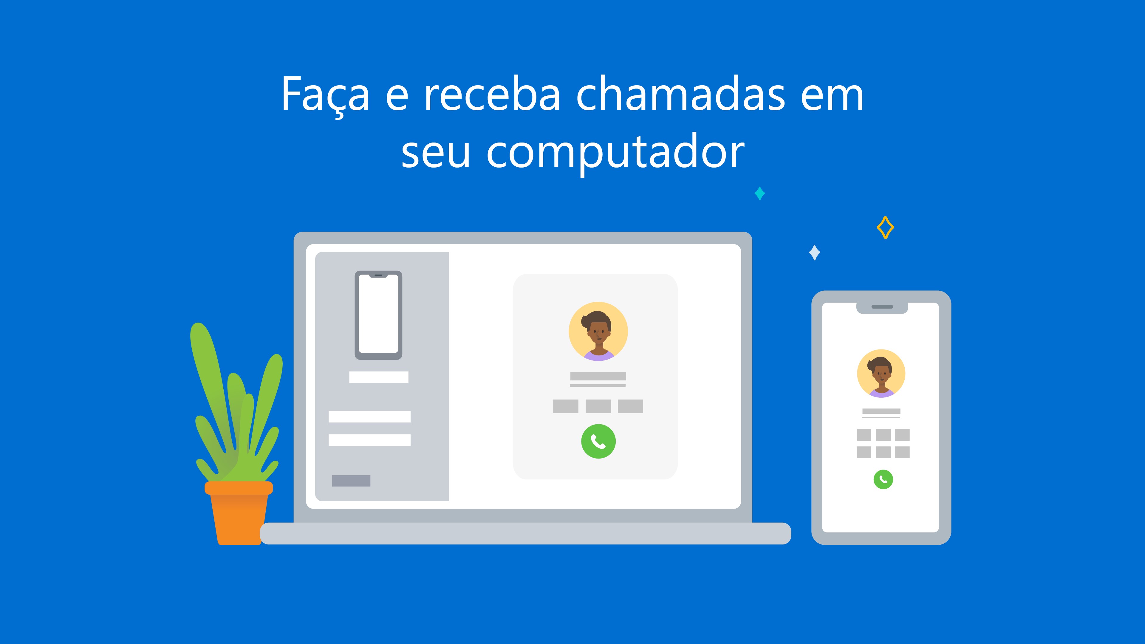 Toque nos alto-falantes, no microfone e na tela maior do computador para ter uma experiência de chamada ainda mais avançada.