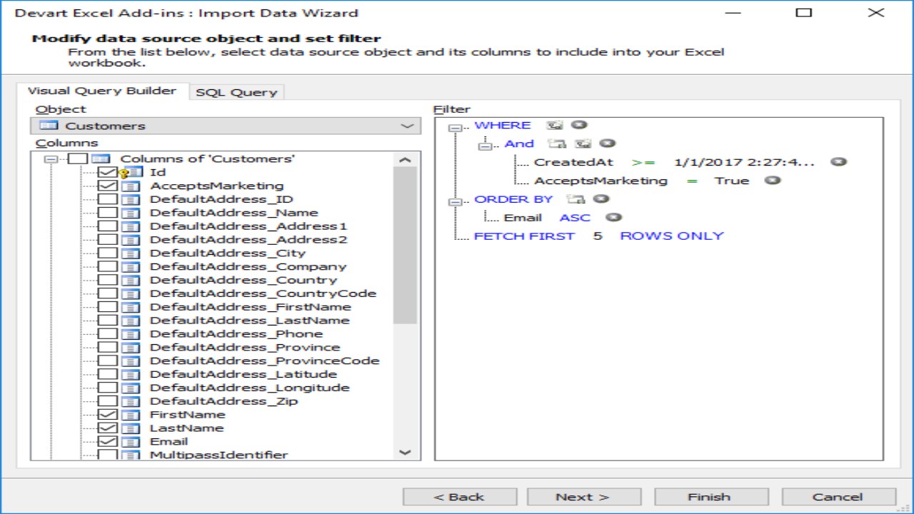 Snapshot 2 of Devart Connector for Shopify from Excel