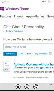 Feedback for Cortana screenshot 1