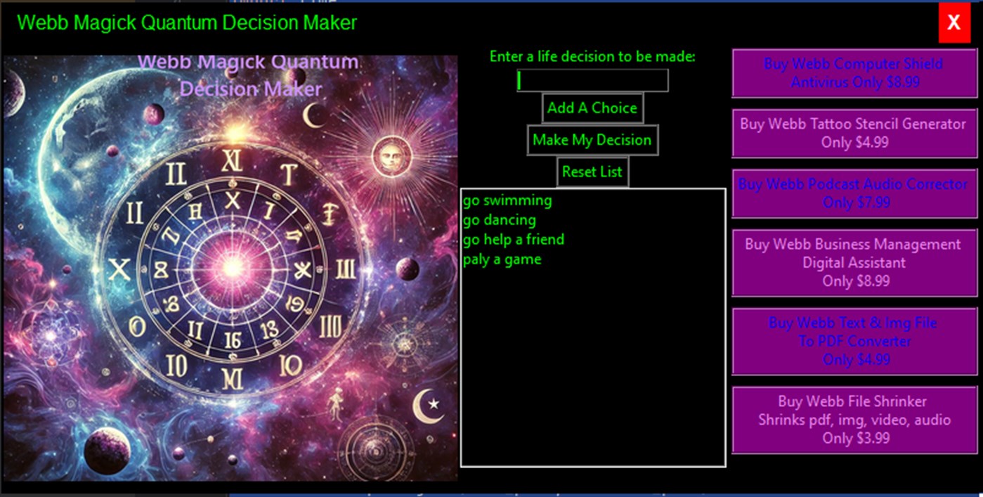 #3. Webb Magick Quantum Decision Maker (Windows) Podle: Webb Software Solutions