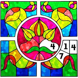 Stained Glass Color by Number - Adult Coloring Book