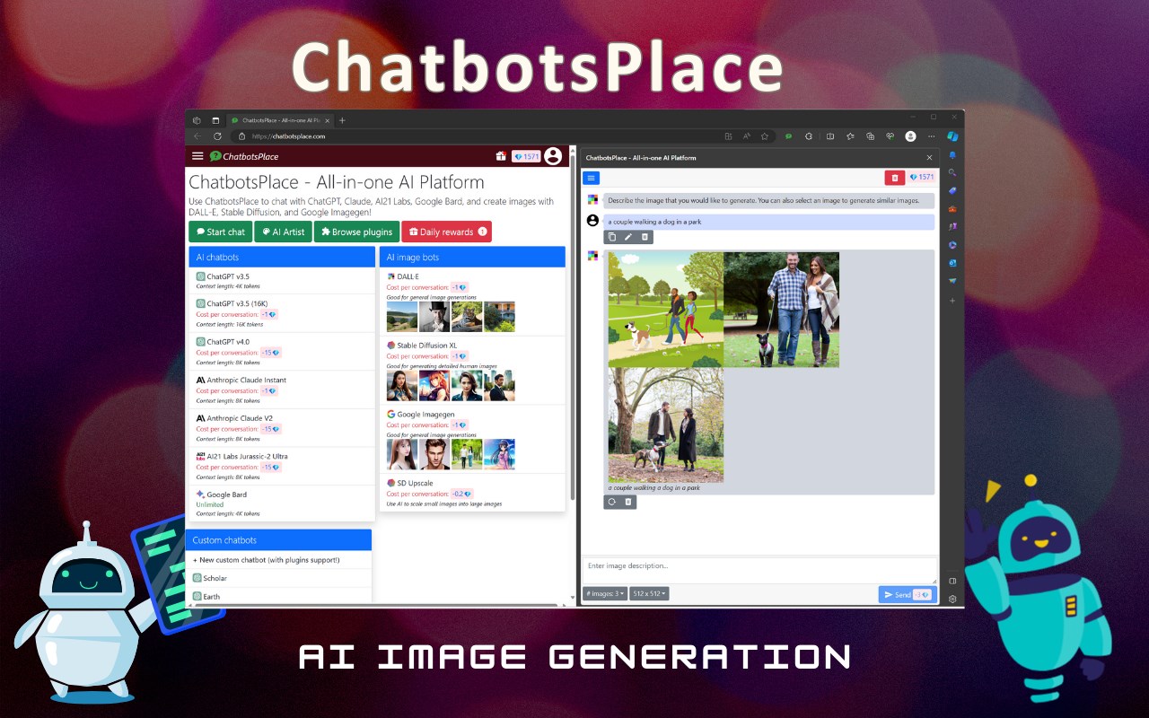 One click access to ChatGPT 4o, Claude 3.5, Gemini 1.5 | ChatbotsPlace