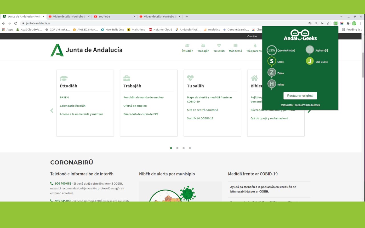 Andaluh for Web Browser