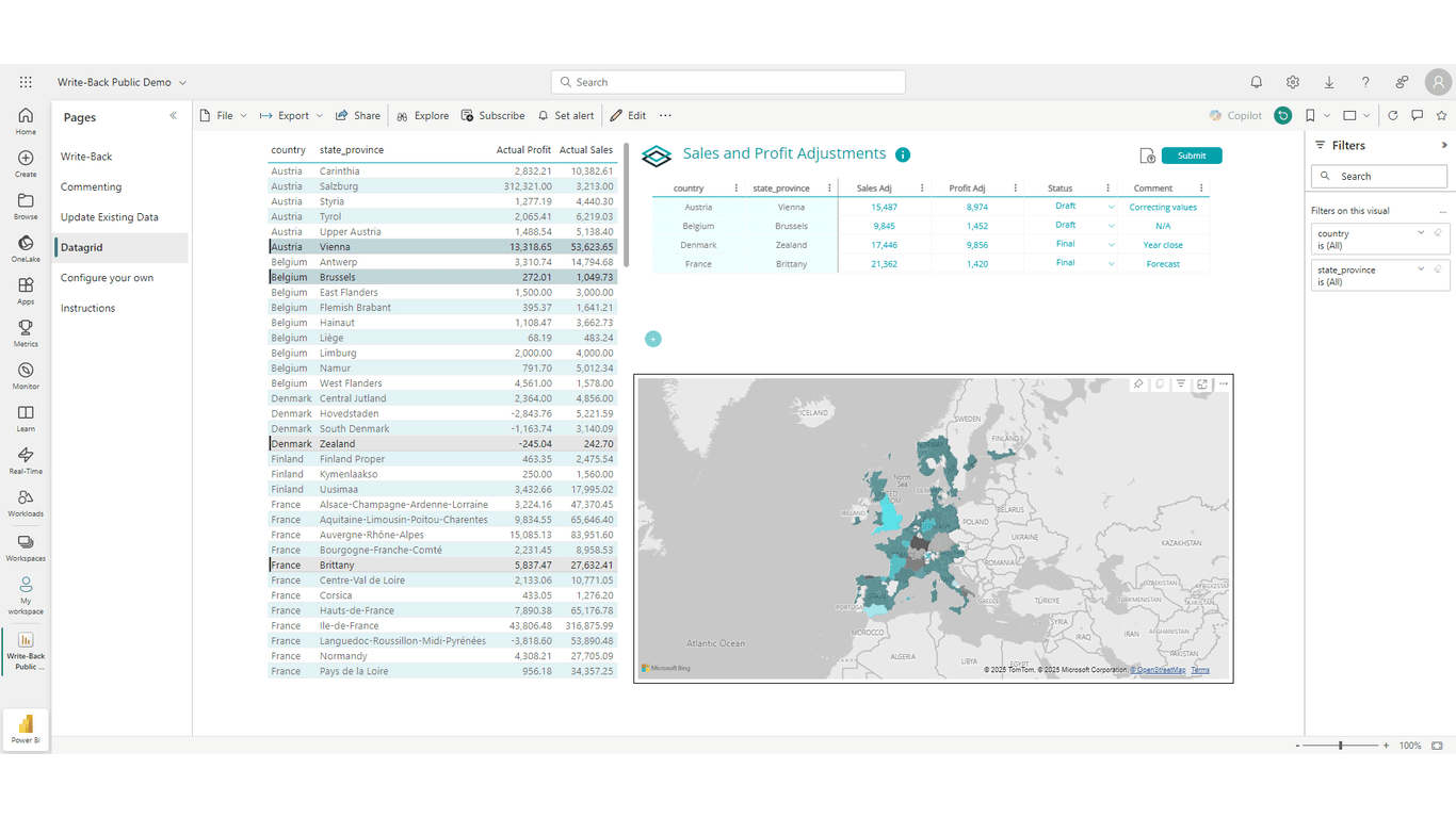 Snapshot 3 of Write-Back for Power BI