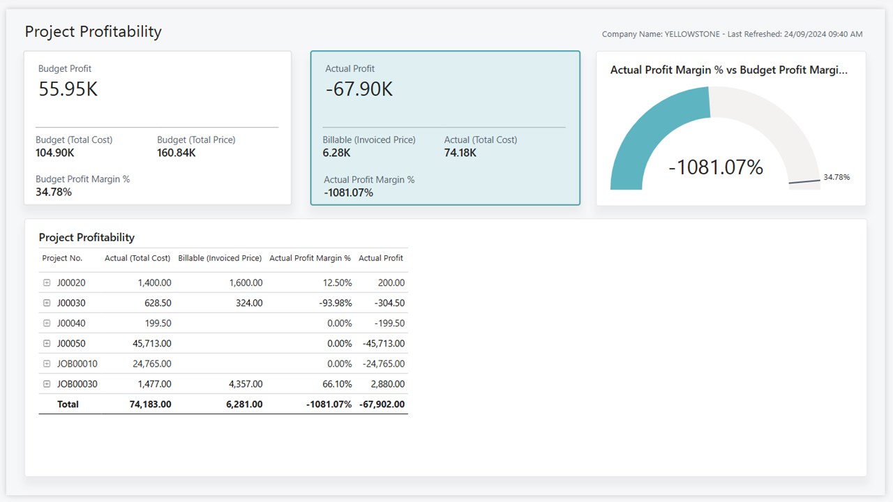 Snapshot 2 of Projects Power BI app for Business Central (for version 25.2)