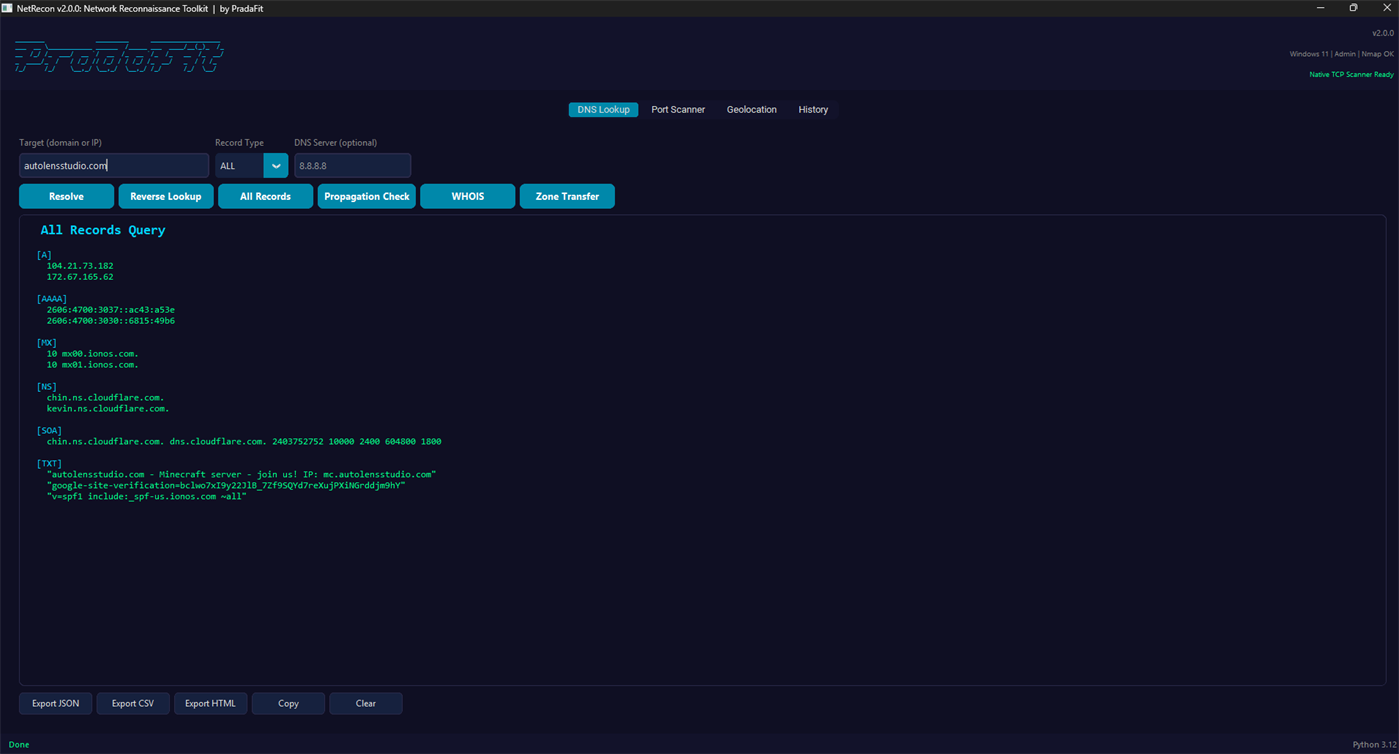 #2. NetRecon Network Toolkit (Windows) By: PradaFitDev