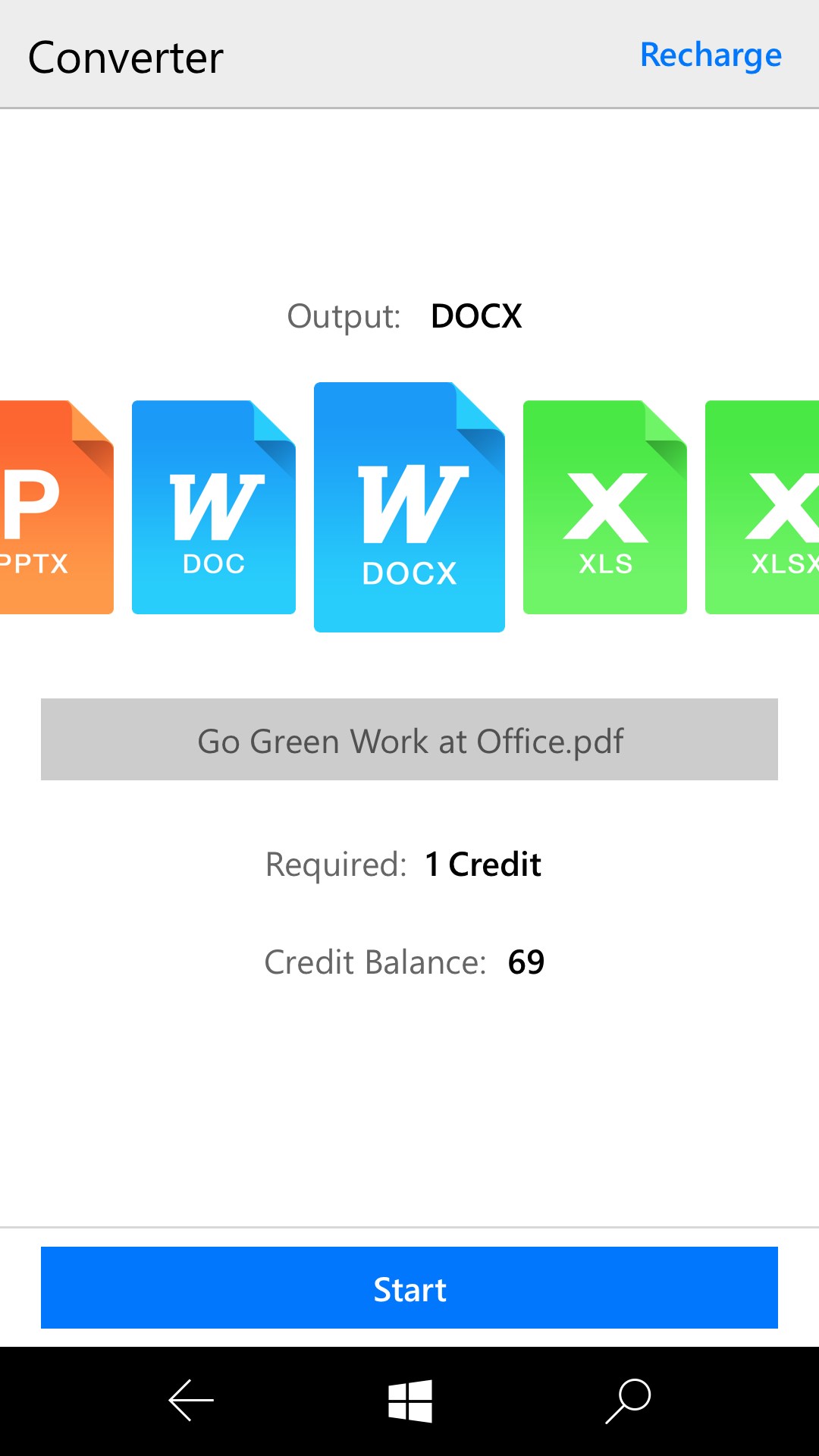 Screenshot: Convert your PDF to other formats