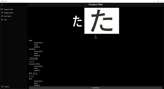XYZ Hiragana Katakana Table screenshot 3