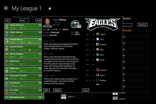 NFL Fantasy Football Cheat Sheet & Draft Kit 2014 screenshot 3
