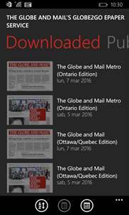 The Globe and Mail's Globe2Go ePaper service screenshot 3