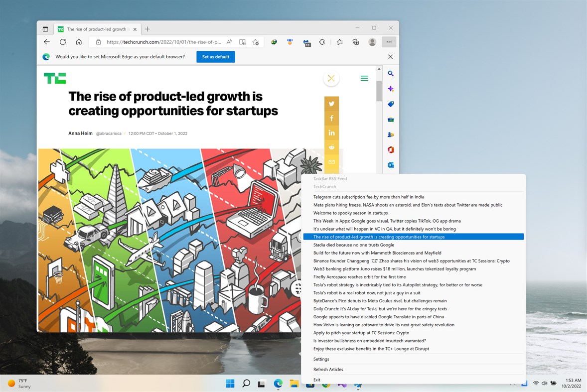 #3. TaskBar RSS Feed (Windows) Ved: EvlarSoft LLC