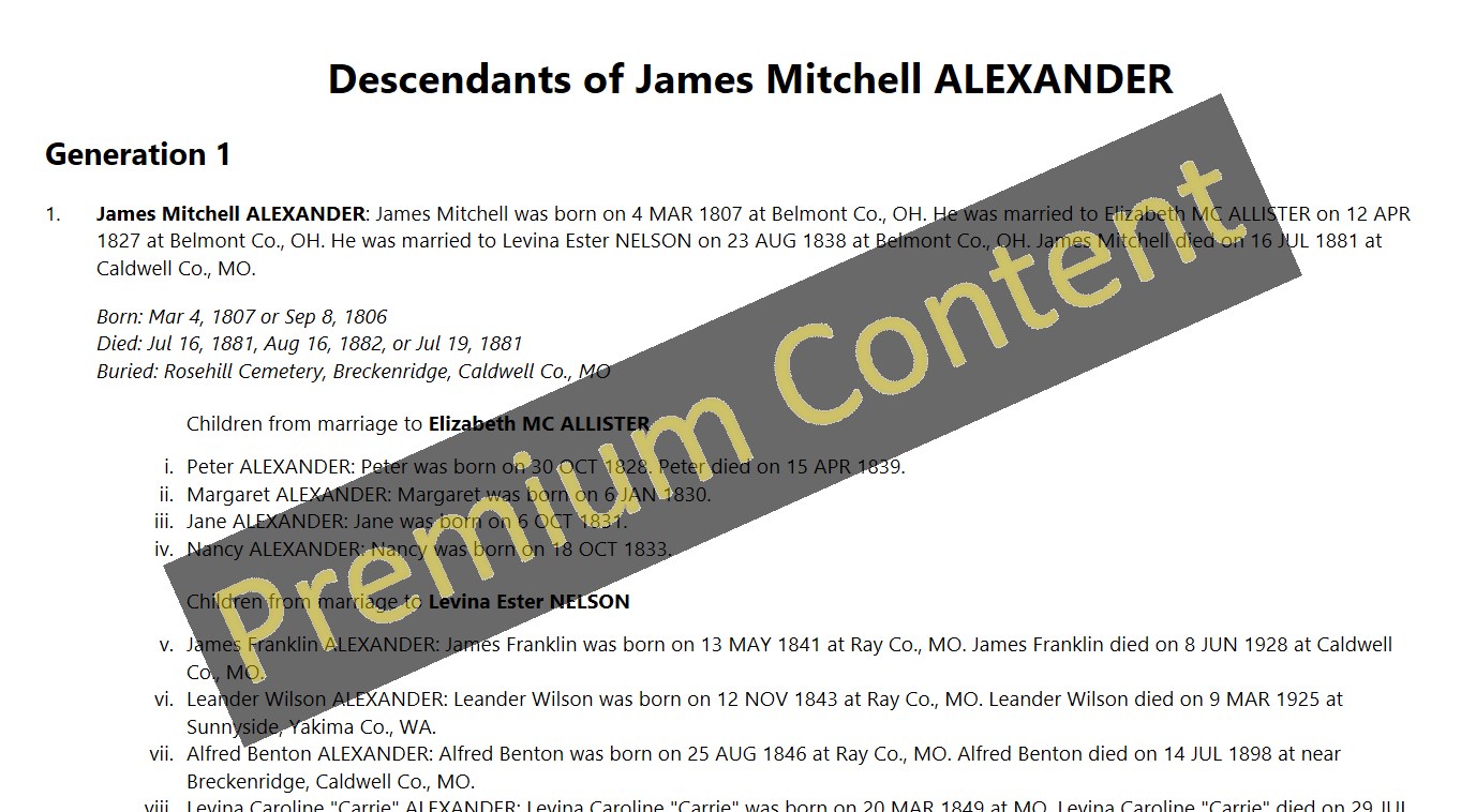 New Descendants "Register Book Format Report"