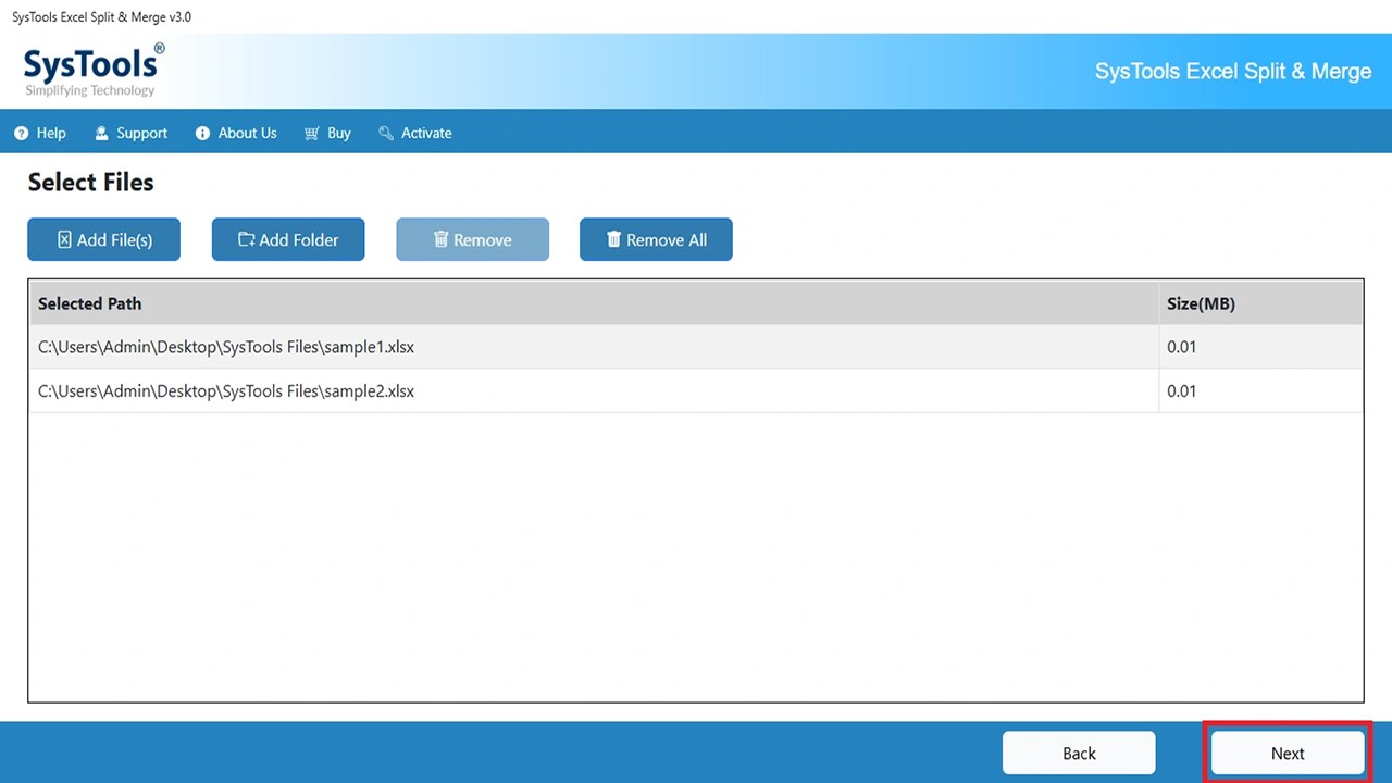 Snapshot 3 of SysTools for Excel Merger Tool
