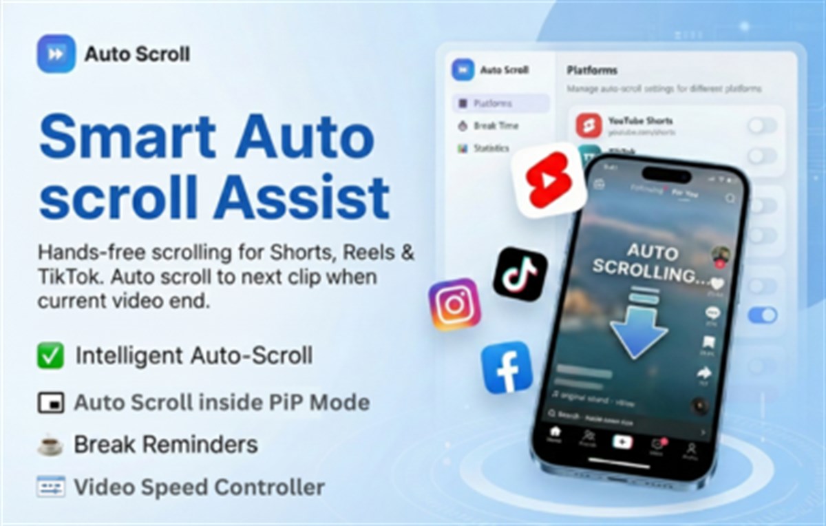 Auto Scroll & PiP for Reels, Shorts & TikTok