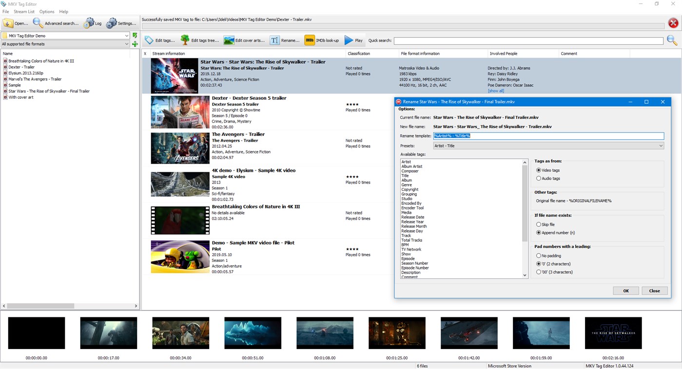 video files tag editor