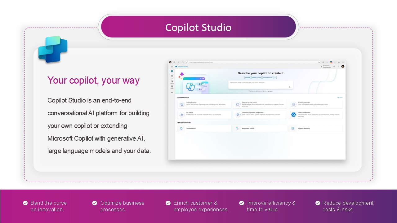 Snapshot 2 of Microsoft 365 Copilot Studio Vision & Value