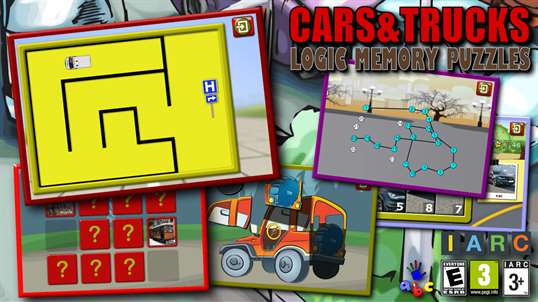 Kids Cars and Trucks Logic and Memory Puzzles - teaches children the letters of the alphabet and counting screenshot 1