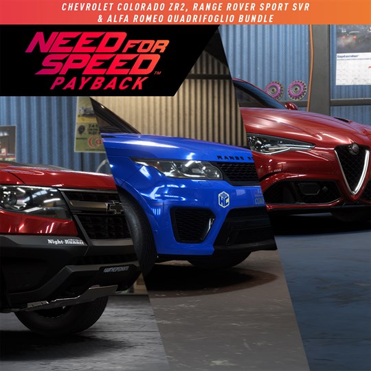 Need for Speed™ Payback: Chevrolet Colorado ZR2, Range Rover Sport SVR & Alfa Romeo Quadrifoglio Bundle for xbox