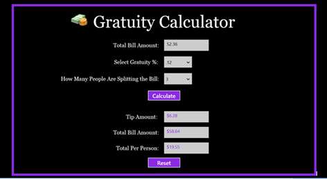Gratuity Calculator Screenshots 1