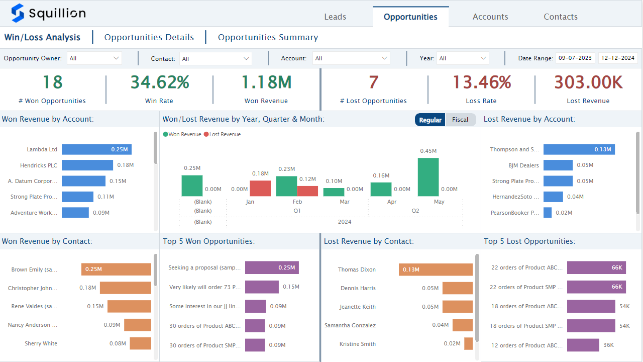 Snapshot 4 of Dynamics 365 CRM Analytics by Squillion