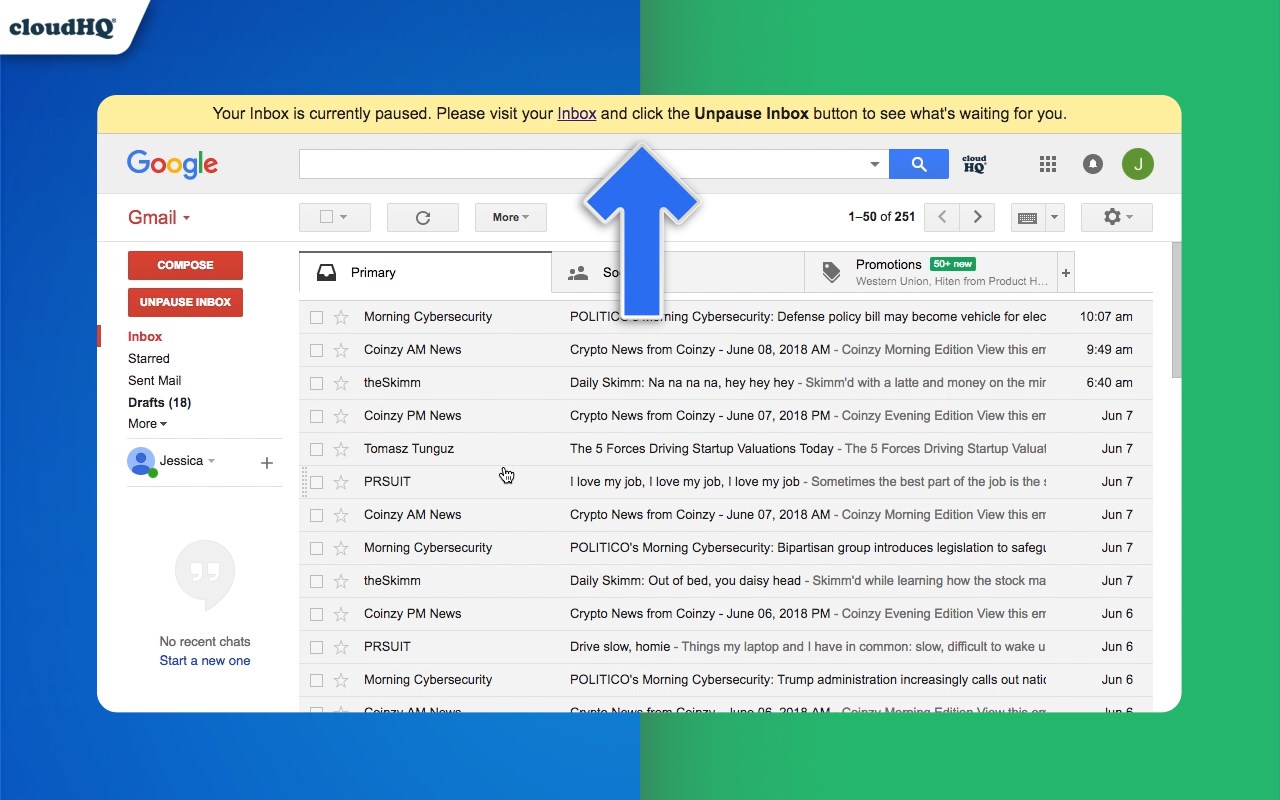 Pause Gmail by cloudHQ