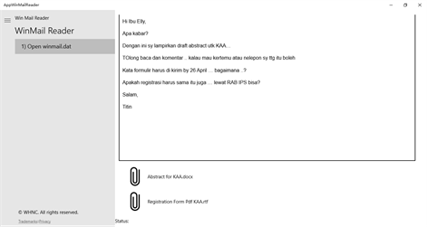 Winmail.dat Reader and Saver Screenshots 1