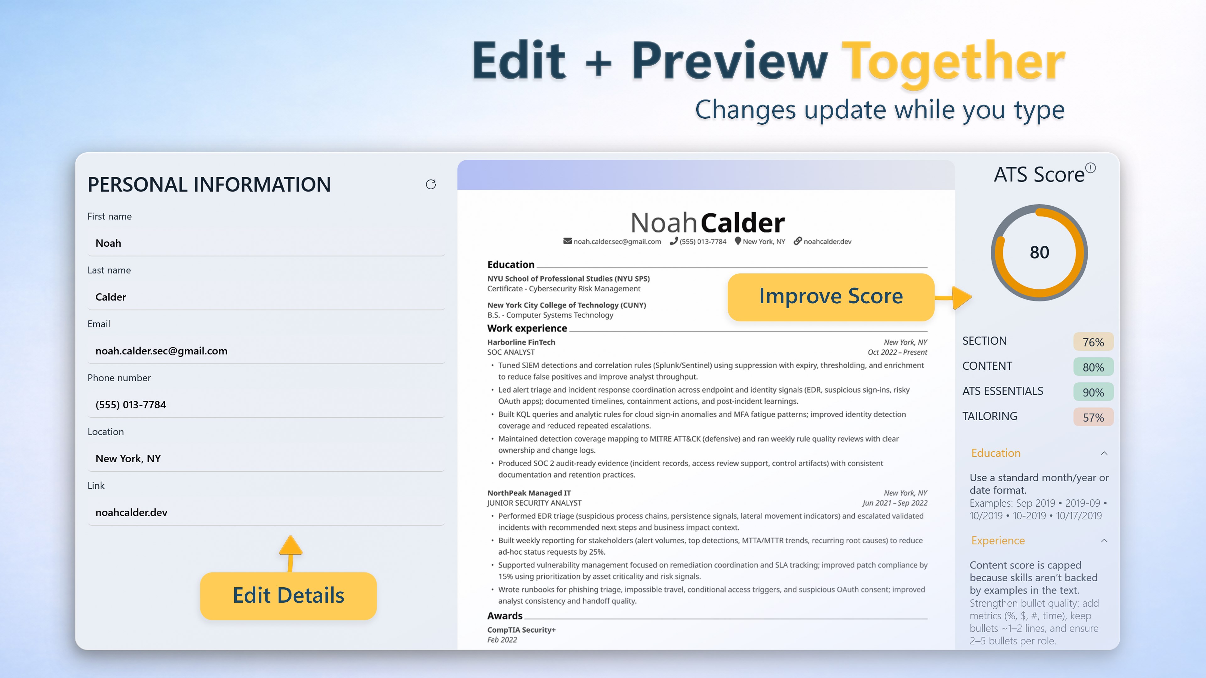 Resumy – Offline CV & Resume Builder with ATS Check screenshot