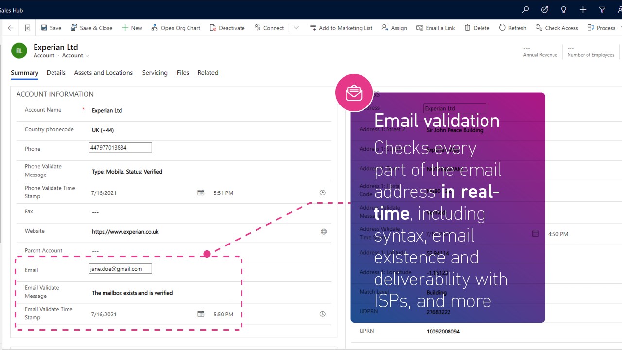 Snapshot 5 of Experian Data Validation for Dynamics 365 and Power Platform