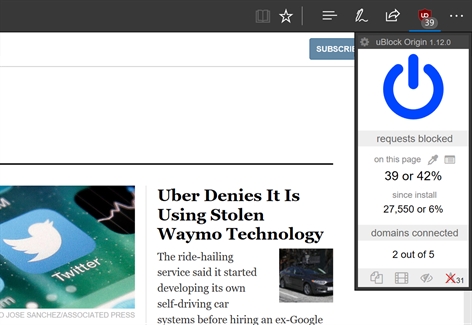 uBlock Origin Screenshot