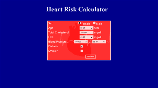 Heart Risk Calculator screenshot 1