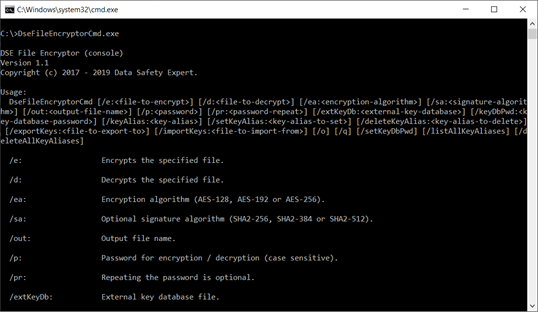 DSE File Encryptor (console) screenshot 1